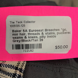 Euroseat Breeches *gc, mnr hair, threads & stains, puckered seams & knees, pilly inside