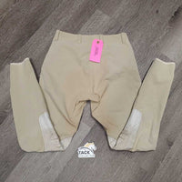 Side Zip Breeches *fair, threads, stains, discolored/dingy, seam puckers, weak velcro, mnr hole, undone seat seams, older
