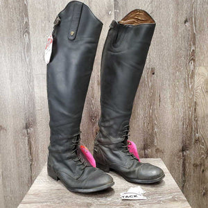 Pr Field Boots, zips, Gold Forms *gc, v.dirty, dull, thick residue, faded, stiff zips, heel rubs