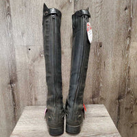 Pr Field Boots, zips, Gold Forms *gc, v.dirty, dull, thick residue, faded, stiff zips, heel rubs