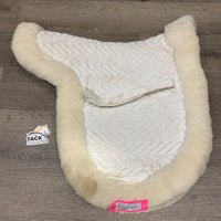 Classic Sheepskin & Quilt Fitted Dressage Saddle Pad *vgc, clean, mnr pills, stains & rubs, older?, puckers
