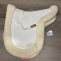 Classic Sheepskin & Quilt Fitted Dressage Saddle Pad *vgc, clean, mnr pills, stains & rubs, older?, puckers
