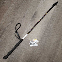 Ribbon Wrapped Riding Crop - Whip, handle *vgc, mnr dirt & rubs, marker
