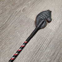 Horse Head Riding Whip - Crop *vgc, mnr rubs, faded & bent end, loose/gappy handle
