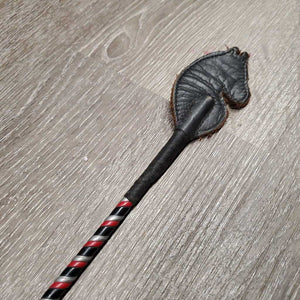Horse Head Riding Whip - Crop *vgc, mnr rubs, faded & bent end, loose/gappy handle