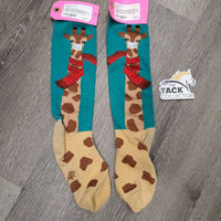 Pr Thick Cotton Riding Boot Socks "Giraffe" *gc, mnr stains, pilly, hair, dingy?
