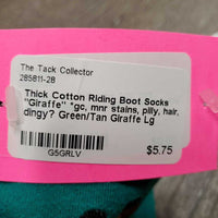 Pr Thick Cotton Riding Boot Socks "Giraffe" *gc, mnr stains, pilly, hair, dingy?
