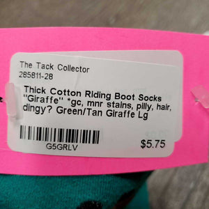 Pr Thick Cotton Riding Boot Socks "Giraffe" *gc, mnr stains, pilly, hair, dingy?