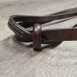 Flat Leather Standing Martingale, stopper *vgc, mnr dirt, splits?crackles, creases & scraped edges