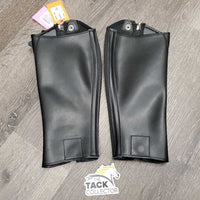 Pr Synthetic Half Chaps, snap on bottom double snap top strap, box *like new, mnr marks
