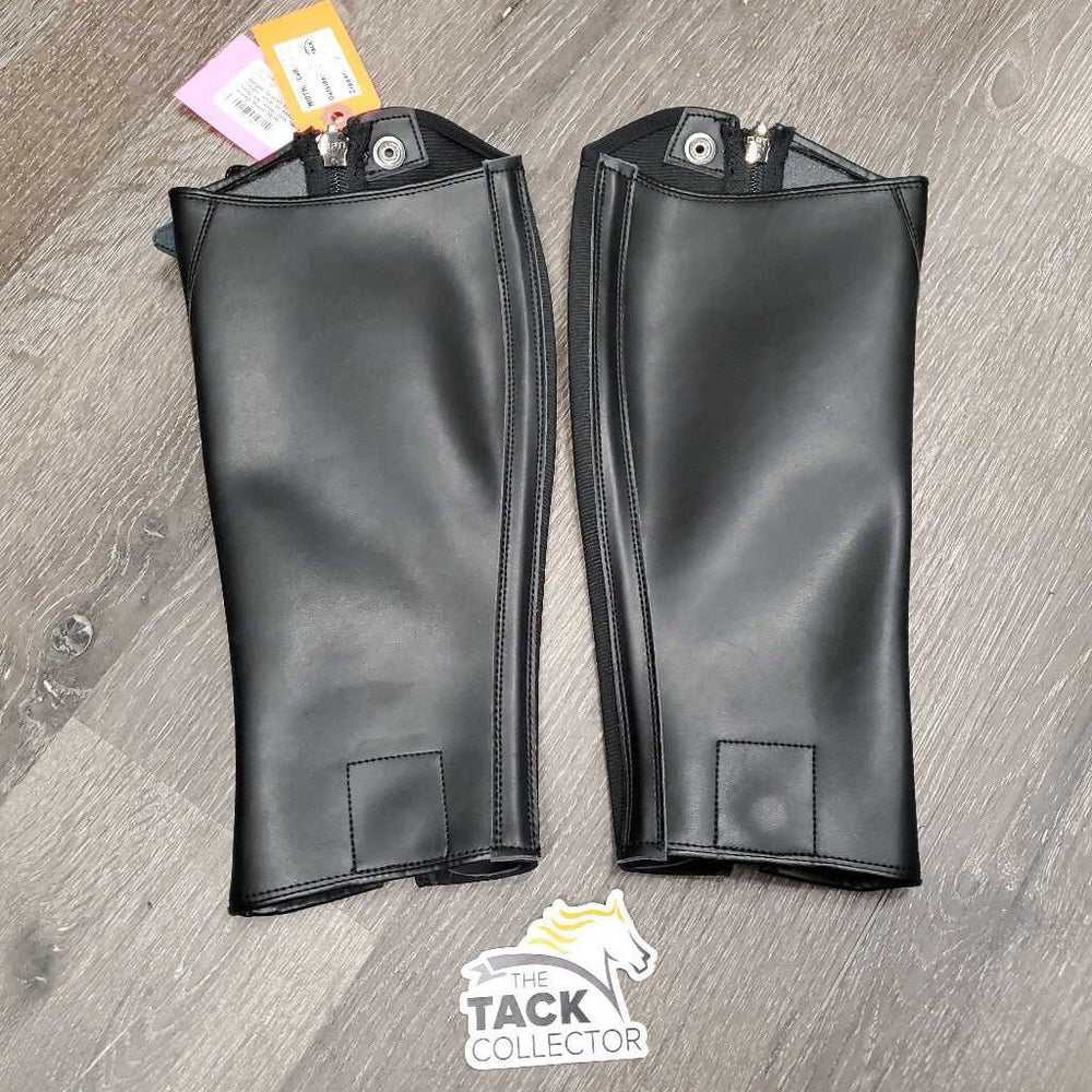 Pr Synthetic Half Chaps, snap on bottom double snap top strap, box *like new, mnr marks