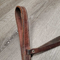 Flat Thick Leather Tie Down Noseband, Braided Nylon Tie Down Strap *gc, mnr dirt, stains & scratches, scraped edges
