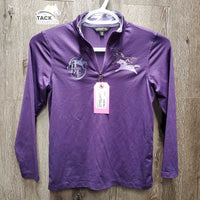 JUNIORS LS Light Mesh Sun Shirt, 1/4 Zip, "Rebecca Farms" *xc
