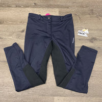 JUNIORS Fleece Lined Winter Full Seat Breeches, adjustable elastic waist *gc, shrunk?, mnr hair, seam puckers, clumpy lining
