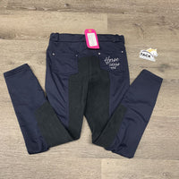 JUNIORS Fleece Lined Winter Full Seat Breeches, adjustable elastic waist *gc, shrunk?, mnr hair, seam puckers, clumpy lining
