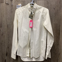 LS Show Shirt, attached button collar *older, seam puckers, crinkles, bubbles, threads, gc, dingy
