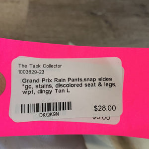 Rain Pants,snap sides *gc, stains, discolored seat & legs, wpf, dingy