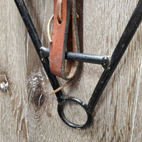 Hvy Thick Leather Headstall, Leather Covered Hvy Steel Bosal *vgc, mnr dirt, residue & stains
