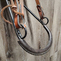 Hvy Thick Leather Headstall, Leather Covered Hvy Steel Bosal *vgc, mnr dirt, residue & stains
