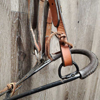 Hvy Thick Leather Headstall, Leather Covered Hvy Steel Bosal *vgc, mnr dirt, residue & stains
