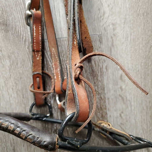 Hvy Thick Leather Headstall, Leather Covered Hvy Steel Bosal *vgc, mnr dirt, residue & stains