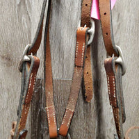 Hvy Thick Leather Headstall, Leather Covered Hvy Steel Bosal *vgc, mnr dirt, residue & stains
