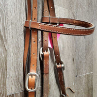 Hvy Thick Leather Headstall, Leather Covered Hvy Steel Bosal *vgc, mnr dirt, residue & stains
