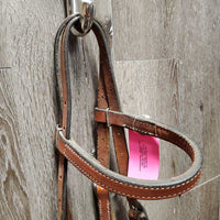 Hvy Thick Leather Headstall, Leather Covered Hvy Steel Bosal *vgc, mnr dirt, residue & stains
