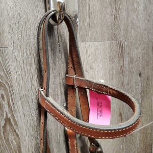 Hvy Thick Leather Headstall, Leather Covered Hvy Steel Bosal *vgc, mnr dirt, residue & stains