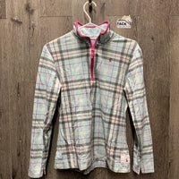 LS Hvy Shirt, 1/4 Zip up *gc, puckers, collar: curled, pilly & rubbed
