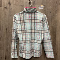 LS Hvy Shirt, 1/4 Zip up *gc, puckers, collar: curled, pilly & rubbed
