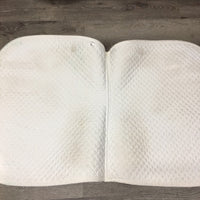 Quilt Dressage Saddle Pad, tabs, piping *gc, clean, older, dingy, stains, mnr hair, pills, rubs
