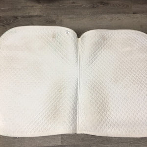 Quilt Dressage Saddle Pad, tabs, piping *gc, clean, older, dingy, stains, mnr hair, pills, rubs