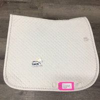 Quilt Dressage Saddle Pad, cut tabs, piping *gc, older, clean, dingy, stains, mnr hair, puckered, rubbed/thin edges
