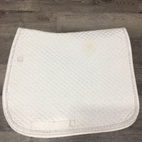 Quilt Dressage Saddle Pad, cut tabs, piping *gc, older, clean, dingy, stains, mnr hair, puckered, rubbed/thin edges
