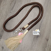 Thick Nylon Lead Rope, horsehair tassel, rawhide wrap *vgc, dirty, mnr bumps
