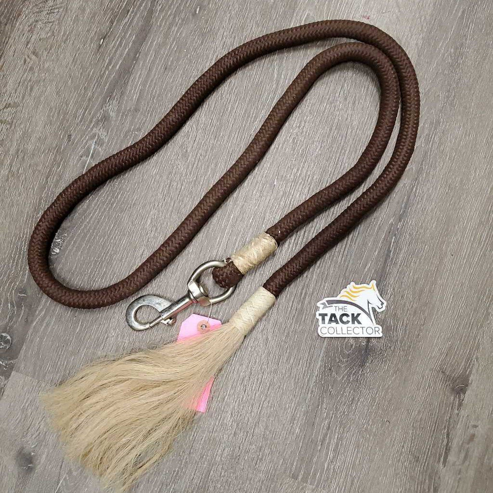 Thick Nylon Lead Rope, horsehair tassel, rawhide wrap *vgc, dirty, mnr bumps