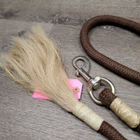 Thick Nylon Lead Rope, horsehair tassel, rawhide wrap *vgc, dirty, mnr bumps
