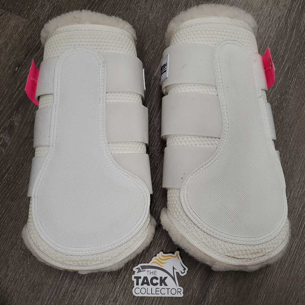 Pr Closed Boots, Fleece Lined, velcro *vgc, clean, hairy velcro, mnr clumpy & stains