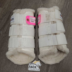 Pr Closed Boots, Fleece Lined, velcro *vgc, clean, hairy velcro, mnr clumpy & stains