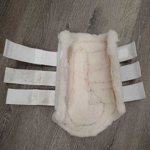 Pr Closed Boots, Fleece Lined, velcro *vgc, clean, hairy velcro, mnr clumpy & stains