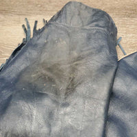 Leather Full Western Chaps, fringe *gc, rubs, mnr dirt?stains, fringe: missing, torn & cut
