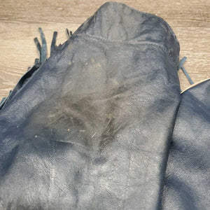 Leather Full Western Chaps, fringe *gc, rubs, mnr dirt?stains, fringe: missing, torn & cut