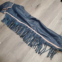 Leather Full Western Chaps, fringe *gc, rubs, mnr dirt?stains, fringe: missing, torn & cut
