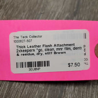 Thick Leather Flash Attachment 2xkeepers *gc, clean, mnr film, dents & residue, dry, stiff
