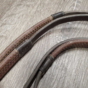 Pr Thick Rubber Reins *gc, trimmed ends, clean, film, resideu, rubs/thin spots, dry, stiff