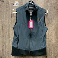 Light Mesh Back Vest, zipper *gc, mnr hair, dirt, loose threads & stains, seam puckers, older, faded
