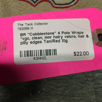 "Cobblestone" 4 Polo Wraps *vgc, clean, mnr hairy velcro, hair & pilly edges
