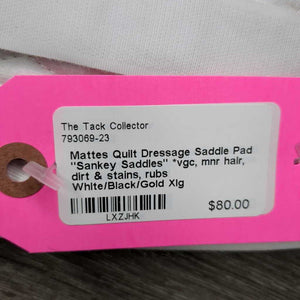 Quilt Dressage Saddle Pad "Sankey Saddles" *vgc, mnr hair, dirt & stains, rubs