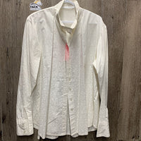 LS Show Shirt, attached Button Collar *gc, older, seam puckers
